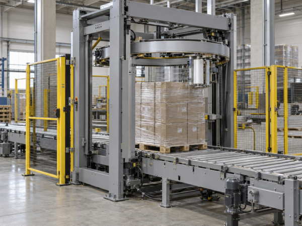 Vollautomatisch Paletten mit Stretchfolie wickeln
